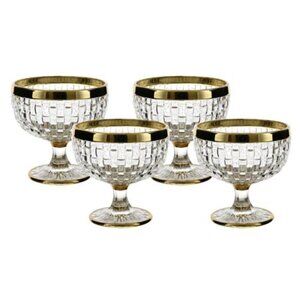 4pc Glass Dessert Bowls with Gold Trim